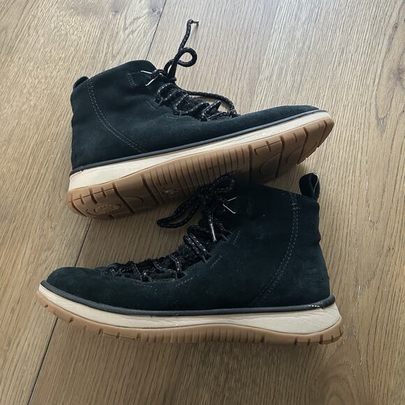 UGG Lakesider Heritage Mid Sneaker Bootie Women’s 9 Black Wool Blend Waterproof - Picture 12 of 16